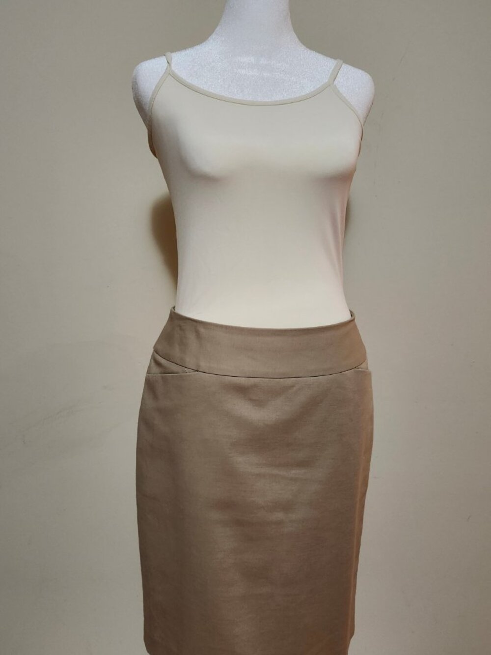 Nordstrom (HALOGEN) Hidden Zip Beige Straight skirt, Size 4
